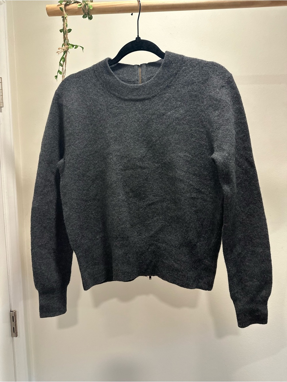 Women’s S | JCrew Charcoal Grey 100% Merino Wool Sweater with Back Zipper